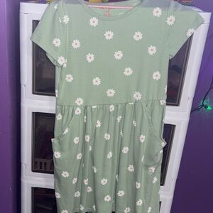 Cat & Jack Green Floral Kids Dress